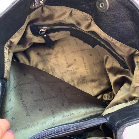 FIORE shoulder black genuine leather bag Italy - Picture 8 of 12